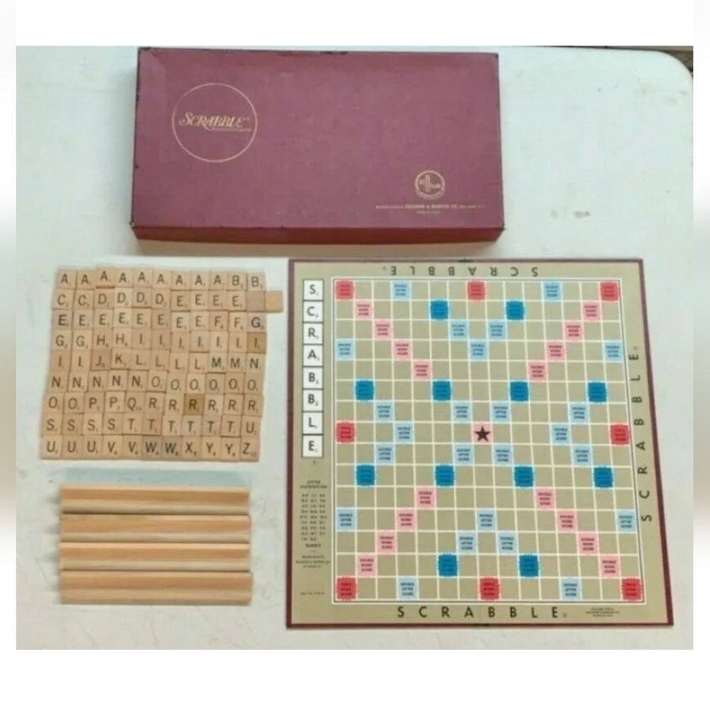 Vintage 1948, 49, 53 Copyright Scrabble Board Game Selchow & Righter Complete